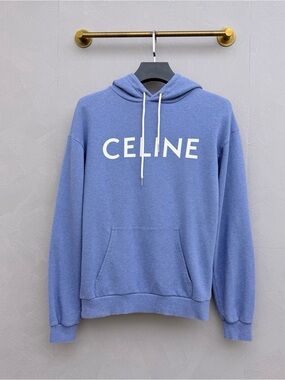 Celine Heather Blue Logo Pullover Hoodie